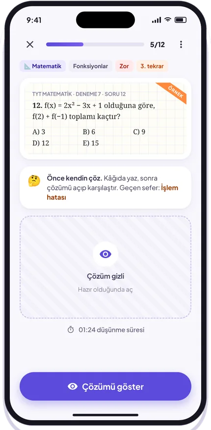 Tekrar ekranında soru